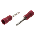 JST, FVPC Insulated Crimp Pin Connector, 0.25mm² to 1.65mm², 22AWG to 16AWG, 1.9mm Pin Diameter, 12mm Pin Length, Red