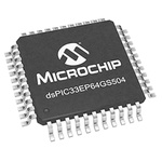DSPIC33EP64GS504-I/PT Microchip, 16bit Digital Signal Processor 1MHz 64 kB EEPROM, SRAM 44-Pin TQFP