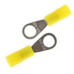 RS PRO Insulated Ring Terminal, M3 Stud Size, 0.2mm² to 0.5mm² Wire Size, Yellow
