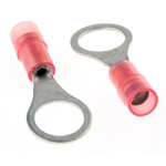 RS PRO Insulated Ring Terminal, M8 (5/16) Stud Size, 0.5mm² to 1.5mm² Wire Size, Red