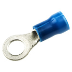 TE Connectivity, PLASTI-GRIP Insulated Crimp Ring Terminal, M5 Stud Size, 1mm² to 2.6mm² Wire Size, Blue