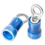 TE Connectivity, PLASTI-GRIP Insulated Crimp Ring Terminal, M3.5 Stud Size, 1mm² to 2.6mm² Wire Size, Blue