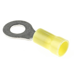TE Connectivity, PLASTI-GRIP Insulated Crimp Ring Terminal, M6 Stud Size, 2.6mm² to 6.6mm² Wire Size, Yellow