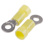 TE Connectivity, PLASTI-GRIP Insulated Crimp Ring Terminal, M4 Stud Size, 2.6mm² to 6.6mm² Wire Size, Yellow