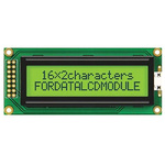Fordata FC1602B01-FHYYBW-51SE FC Alphanumeric LCD Alphanumeric Display, Green, Yellow on Yellow-Green, 2 Rows by 16
