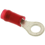 TE Connectivity, PIDG Insulated Ring Terminal, M4 Stud Size, 0.26mm² to 1.65mm² Wire Size, Red