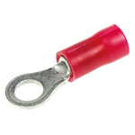 TE Connectivity, PLASTI-GRIP Insulated Ring Terminal, 4mm Stud Size, 0.26mm² to 1.65mm² Wire Size, Red