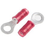 TE Connectivity, PIDG Insulated Ring Terminal, M4 Stud Size, 0.26mm² to 1.65mm² Wire Size, Red