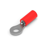 TE Connectivity, PLASTI-GRIP Insulated Ring Terminal, M4 Stud Size, 0.26mm² to 1.65mm² Wire Size, Red