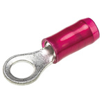 TE Connectivity, PIDG Insulated Ring Terminal, M4 Stud Size, 0.26mm² to 1.65mm² Wire Size, Red