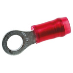 TE Connectivity, PIDG Insulated Ring Terminal, M4 Stud Size, 0.26mm² to 1.65mm² Wire Size, Red