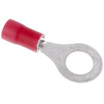 JST, FV Insulated Ring Terminal, M6 (1/4) Stud Size, 0.25mm² to 1.65mm² Wire Size, Red