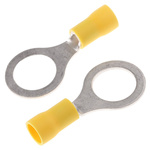 JST, FV Insulated Ring Terminal, M12 (1/2) Stud Size, 2.6mm² to 6.6mm² Wire Size, Yellow