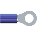 TE Connectivity, PIDG Insulated Ring Terminal, M6 (1/4) Stud Size, 1mm² to 2.6mm² Wire Size, Blue