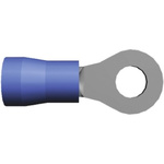 TE Connectivity, PLASTI-GRIP Insulated Ring Terminal, M4 Stud Size, 1mm² to 2.6mm² Wire Size, Blue