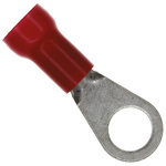 TE Connectivity, PLASTI-GRIP Insulated Ring Terminal, M10 (3/8) Stud Size, 6.6mm² to 10.5mm² Wire Size, Red