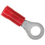 TE Connectivity, PLASTI-GRIP Insulated Ring Terminal, M4 Stud Size, 0.26mm² to 1.65mm² Wire Size, Red