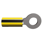TE Connectivity, PLASTI-GRIP Insulated Ring Terminal, M6 (1/4) Stud Size, 1mm² to 2.6mm² Wire Size, Yellow