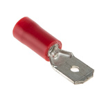 RS PRO Red Insulated Male Spade Connector, Tab, 6.35 x 0.8mm Tab Size, 0.5mm² to 1.5mm²