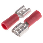 RS PRO Red Insulated Female Spade Connector, Receptacle, 6.35 x 0.8mm Tab Size, 0.5mm² to 1.5mm²