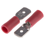 RS PRO Red Insulated Male Spade Connector, Tab, 6.35 x 0.8mm Tab Size, 0.5mm² to 1.5mm²