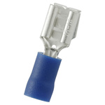 RS PRO Blue Insulated Female Spade Connector, Piggyback Terminal, 0.8 x 6.35mm Tab Size, 1.5mm² to 2.5mm²