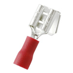 RS PRO Red Insulated Female Spade Connector, Piggyback Terminal, 0.8 x 6.35mm Tab Size, 0.5mm² to 1.5mm²