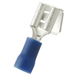 RS PRO Blue Insulated Female Spade Connector, Piggyback Terminal, 0.8 x 6.35mm Tab Size, 1.5mm² to 2.5mm²