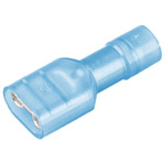 RS PRO Blue Insulated Female Spade Connector, Double Crimp, 6.35 x 0.8mm Tab Size, 1.5mm² to 2.5mm²