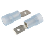 RS PRO Blue Insulated Male Spade Connector, Tab, 0.5 x 4.75mm Tab Size, 1.5mm² to 2.5mm²