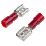 RS PRO Red Insulated Female Spade Connector, Receptacle, 6.35 x 0.8mm Tab Size, 0.5mm² to 1.5mm²