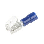 RS PRO Blue Insulated Female Spade Connector, Piggyback Terminal, 6.35 x 0.8mm Tab Size, 1.5mm² to 2.5mm²