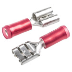 TE Connectivity PIDG FASTON .250 Red Insulated Female Spade Connector, Receptacle, 6.35 x 0.81mm Tab Size, 0.3mm² to
