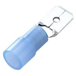 RS PRO Blue Insulated Male Spade Connector, Tab, 0.8 x 6.35mm Tab Size, 1.5mm² to 2.5mm²