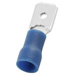 RS PRO Blue Insulated Male Spade Connector, Tab, 0.8 x 6.35mm Tab Size, 1.5mm² to 2.5mm²