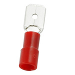 RS PRO Red Insulated Male Spade Connector, Tab, 0.8 x 6.35mm Tab Size, 0.5mm² to 1.5mm²