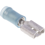TE Connectivity PIDG FASTON .250 Blue Insulated Female Spade Connector, Receptacle, 6.35 x 0.81mm Tab Size, 1.3mm² to