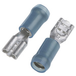 TE Connectivity PIDG FASTON .187 Blue Insulated Female Spade Connector, Receptacle, 4.8 x 0.8mm Tab Size, 1.3mm² to 2mm²