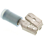 TE Connectivity PIDG FASTON .250 Blue Insulated Female Spade Connector, Piggyback Terminal, 6.35 x 0.81mm Tab Size,