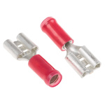 TE Connectivity PIDG FASTON .250 Red Insulated Female Spade Connector, Receptacle, 6.35 x 0.81mm Tab Size, 0.3mm² to