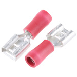 JST FVDDF Red Insulated Female Spade Connector, Receptacle, 6.35 x 0.8mm Tab Size, 0.25mm² to 1.65mm²