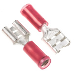 TE Connectivity PIDG FASTON .250 Red Insulated Female Spade Connector, Receptacle, 6.35 x 0.81mm Tab Size, 0.3mm² to