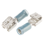 TE Connectivity PIDG FASTON .250 Blue Insulated Female Spade Connector, Piggyback Terminal, 6.35 x 0.81mm Tab Size,