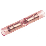 TE Connectivity, PIDG Butt Splice Connector, Red, Insulated, Tin 22 → 16 AWG