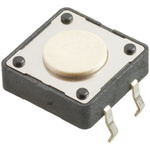 White Button Tactile Switch, Single Pole Single Throw (SPST) 50 mA @ 12 V dc 0.8mm Surface Mount