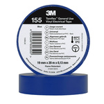 3M Temflex 155 Blue Vinyl Electrical Tape, 19mm x 20m