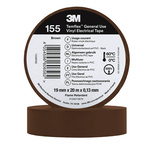 3M Temflex 155 Brown Vinyl Electrical Tape, 19mm x 20m