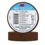 3M Temflex 165 Brown Vinyl Electrical Tape, 15mm x 10m