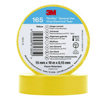 3M Temflex 165 Yellow Vinyl Electrical Tape, 15mm x 10m