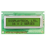 Displaytech 162B-BC-BC Alphanumeric LCD Display, Yellow on Green, 2 Rows by 16 Characters, Transflective